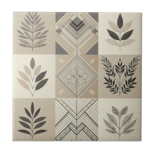 Patchwork Geometrisch Gebroken Wit Vintage Blad Tegeltje