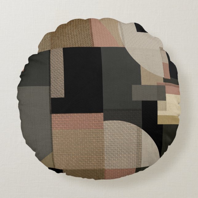 Patchwork geometrisch patroon rond kussen (Voorkant)
