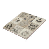 Patchwork geometrische havermout  blad tegeltje (Zijkant)