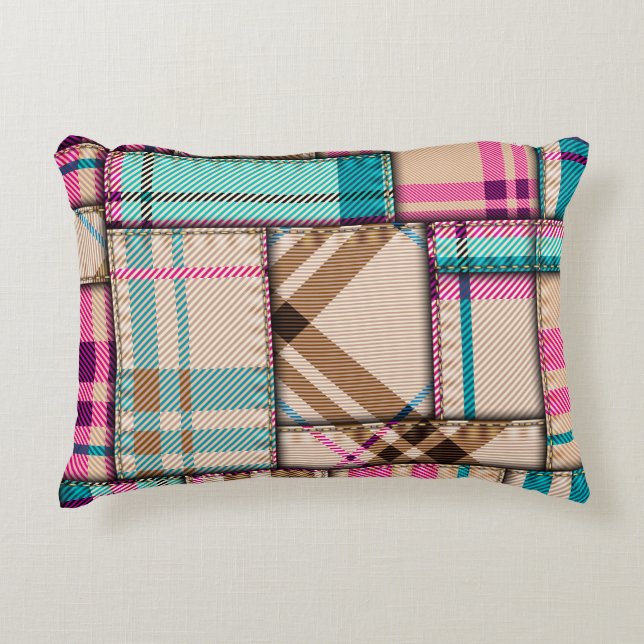 Patchwork geruite,  naadloze achtergrond. accent kussen (Voorkant)