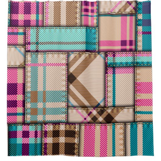 Patchwork geruite,  naadloze achtergrond. douchegordijn (Voorkant)