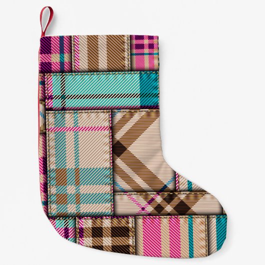 Patchwork geruite, naadloze achtergrond. kleine kerstsok (Voorkant)