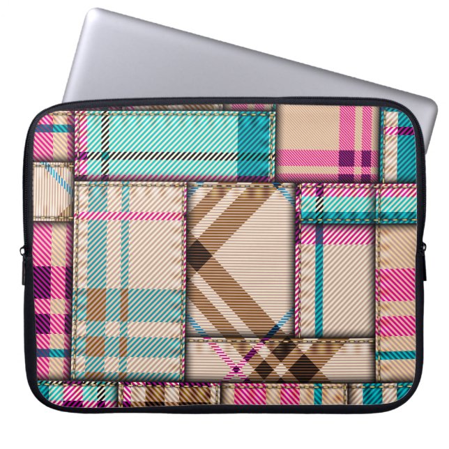 Patchwork geruite,  naadloze achtergrond. laptop sleeve (Voorkant)