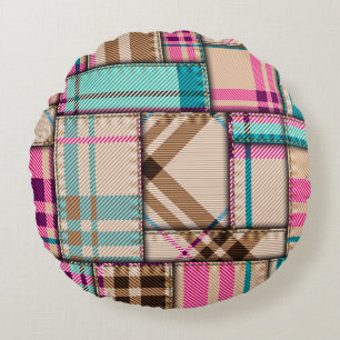 Patchwork geruite, naadloze achtergrond. rond kussen