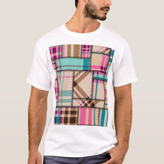 Patchwork geruite, naadloze achtergrond. t-shirt (Voorkant)