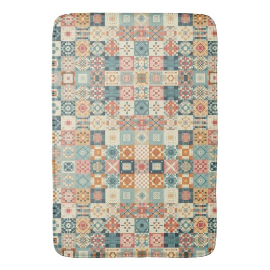 , patchwork gewatteerde look badmat (Voorkant Verticaal)