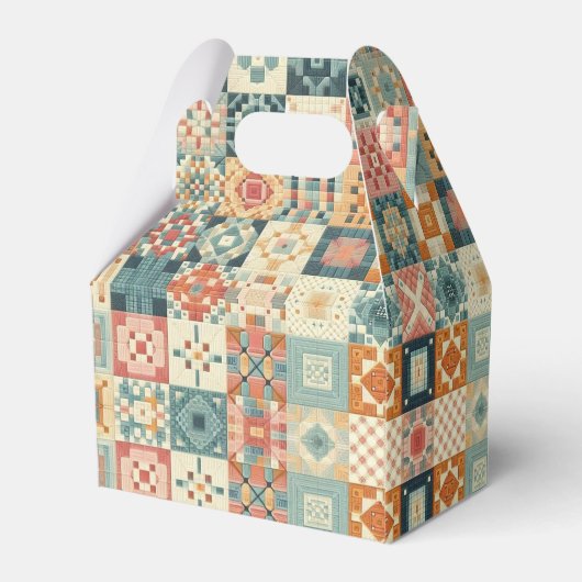, patchwork gewatteerde look bedankdoosjes (Achterkant)
