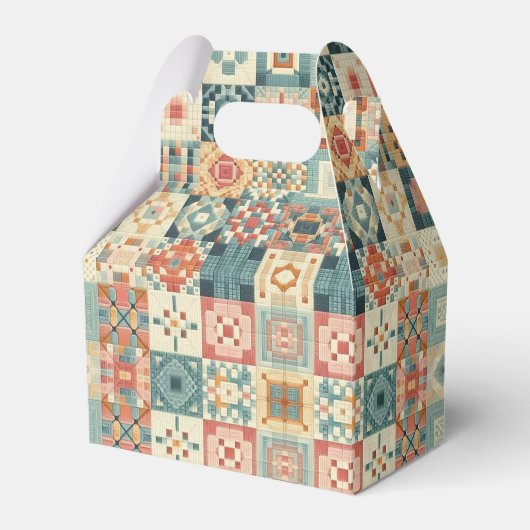 , patchwork gewatteerde look bedankdoosjes (Voorkant Zijde)