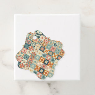 , patchwork gewatteerde look bedankjes labels