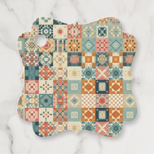 , patchwork gewatteerde look bedankjes labels (Voorkant)