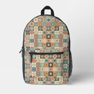 , patchwork gewatteerde look bedrukte rugzak