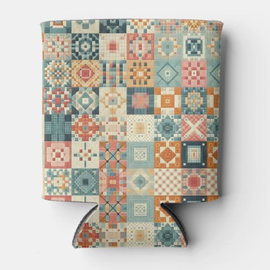 , patchwork gewatteerde look blikjeskoeler (Voorkant)