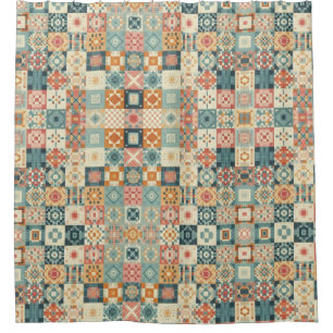 , patchwork gewatteerde look douchegordijn