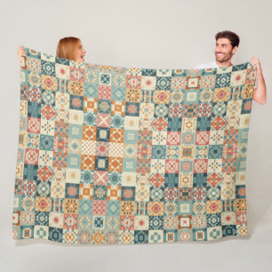 , patchwork gewatteerde look fleece deken