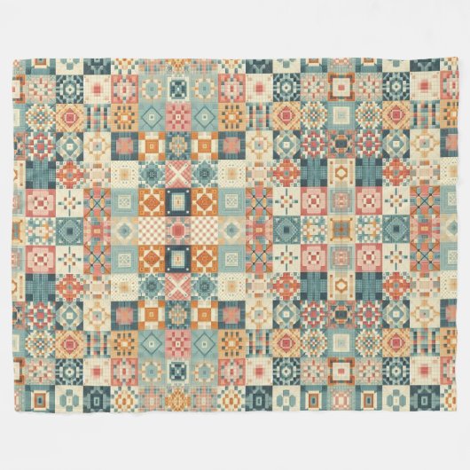 , patchwork gewatteerde look fleece deken (Voorkant (Horizontaal))