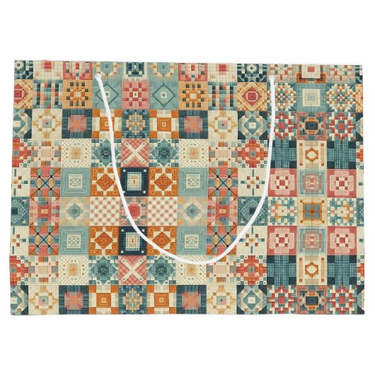 , patchwork gewatteerde look groot cadeauzakje (Achterkant)