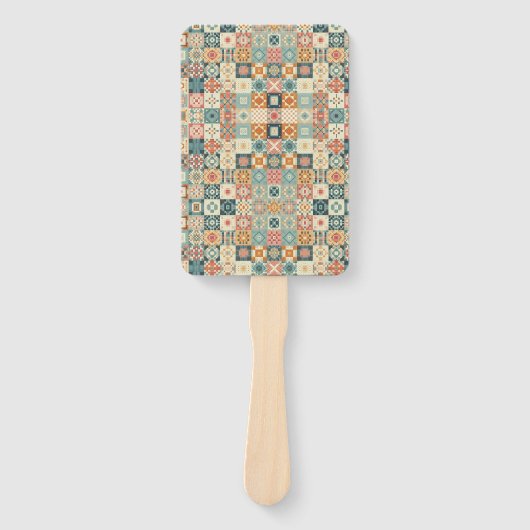 , patchwork gewatteerde look handwaaier (Voorkant)