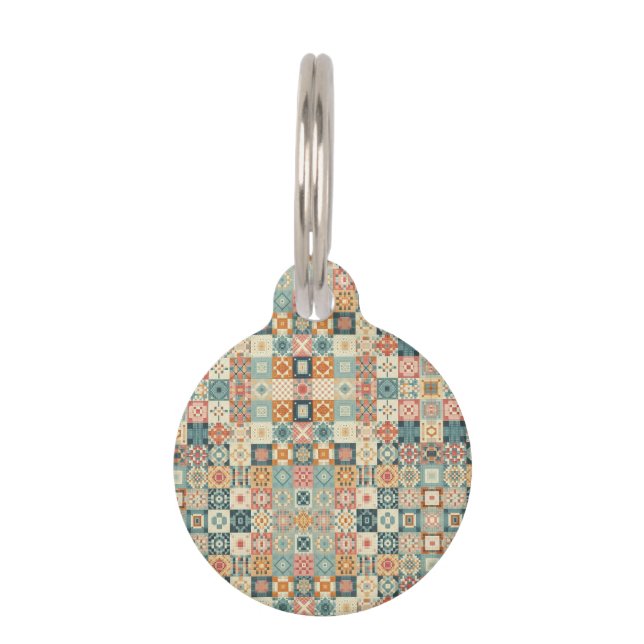 , patchwork gewatteerde look huisdierpenning (Voorkant)