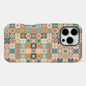 , patchwork gewatteerde look iPhone hoesje (Achterkant horizontaal)