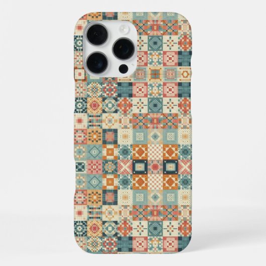 , patchwork gewatteerde look iPhone hoesje (Achterkant)