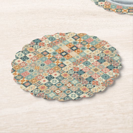 , patchwork gewatteerde look kartonnen onderzetters (Gekanteld)