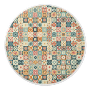 , patchwork gewatteerde look keramische knop