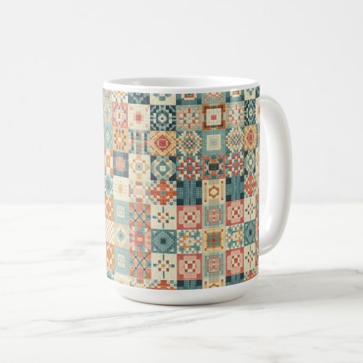 , patchwork gewatteerde look koffiemok (Voorkant rechts)