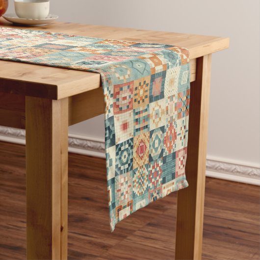 , patchwork gewatteerde look korte tafelloper (Voorbeeld)