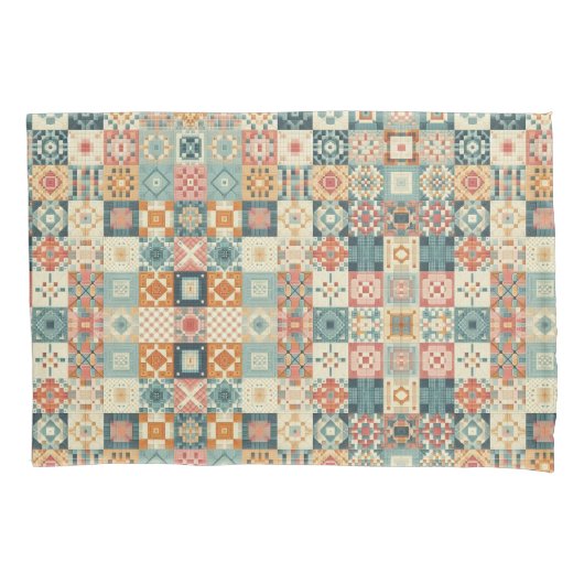 , patchwork gewatteerde look kussensloop (Voorkant)