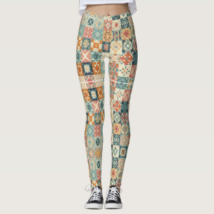 , patchwork gewatteerde look leggings
