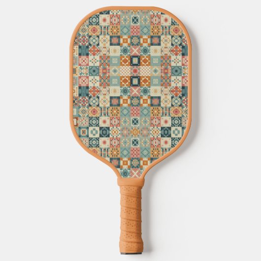 , patchwork gewatteerde look pickleball paddle (Voorkant)