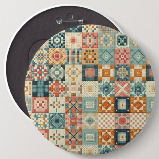, patchwork gewatteerde look ronde button 6,0 cm (Voorkant /achterkant)