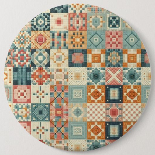 , patchwork gewatteerde look ronde button 6,0 cm (Voorkant)