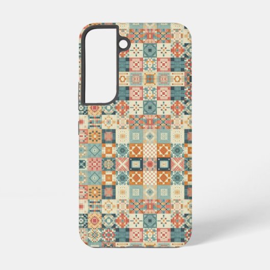 , patchwork gewatteerde look samsung galaxy hoesje (Achterkant)