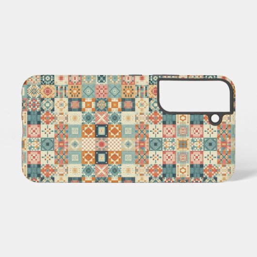 , patchwork gewatteerde look samsung galaxy hoesje (Achterkant horizontaal)