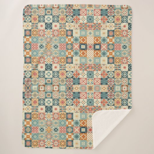 , patchwork gewatteerde look sherpa deken (Voorkant)