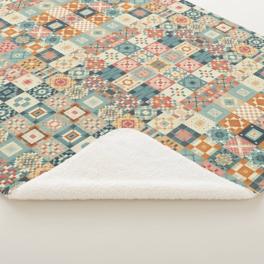 , patchwork gewatteerde look sherpa deken (3/4)