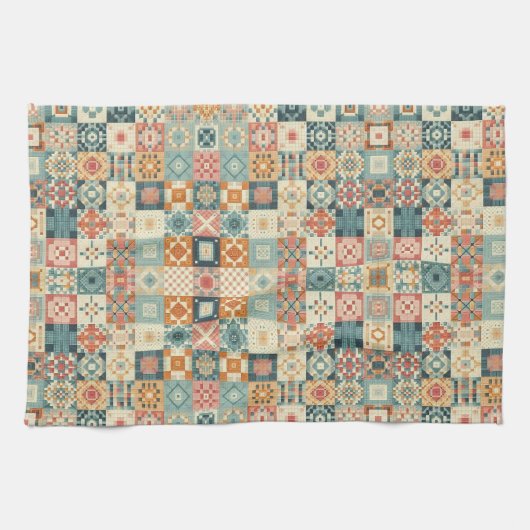 , patchwork gewatteerde look theedoek (Horizontaal)