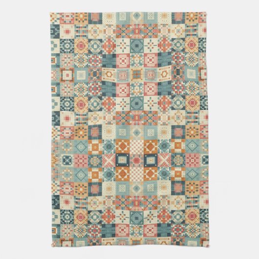 , patchwork gewatteerde look theedoek (Verticaal)