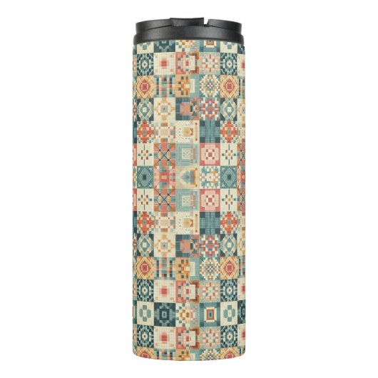 , patchwork gewatteerde look thermosbeker (Achterkant)