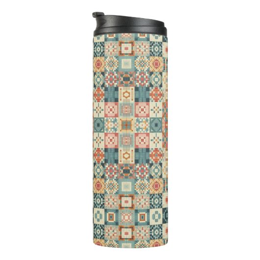 , patchwork gewatteerde look thermosbeker (Geroteerd rechts)