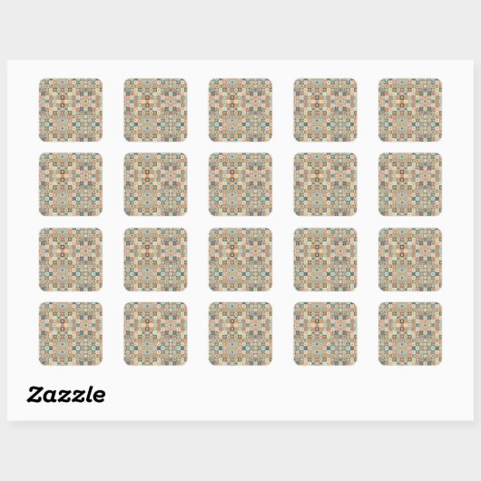 , patchwork gewatteerde look vierkante sticker (Vel)