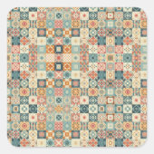 , patchwork gewatteerde look vierkante sticker (Voorkant)