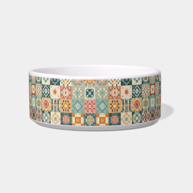 , patchwork gewatteerde look voerbakje (Voorkant)