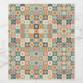 , patchwork gewatteerde look wijn etiket (Enkel label)