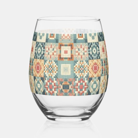 , patchwork gewatteerde look wijnglas zonder voet (Achterkant)