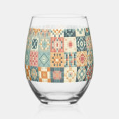 , patchwork gewatteerde look wijnglas zonder voet (Links)