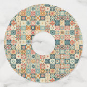 , patchwork gewatteerde look wijnglaslabel (Voorkant)