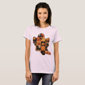 Patchwork Ghost Halloween T-Shirt – Gezellig Gewat (Voorkant volledig)