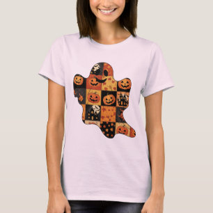 Patchwork Ghost Halloween T-Shirt – Gezellig Gewat